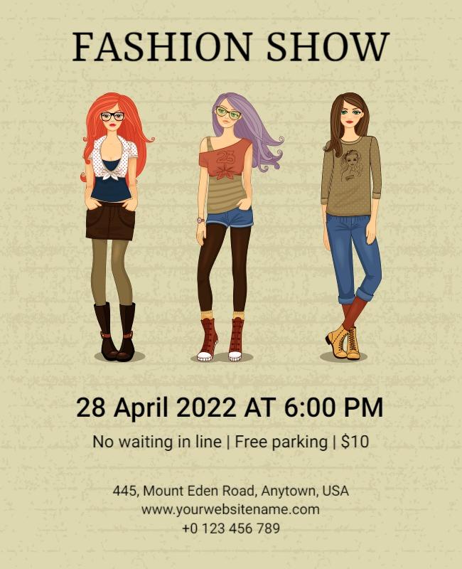 Stylish Illustrated Fashion Show Event Flyer Template