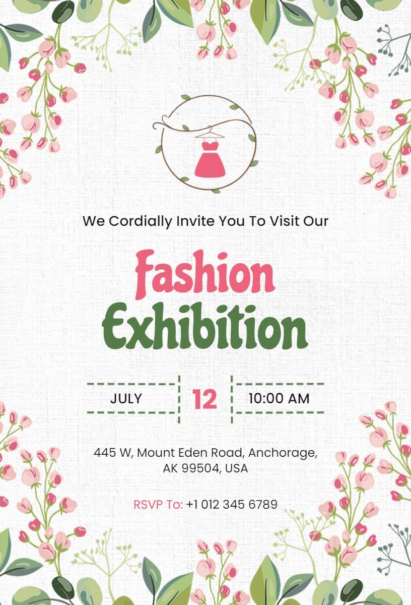 Trendy Floral Fashion Showcase Exhibition Invitation Template