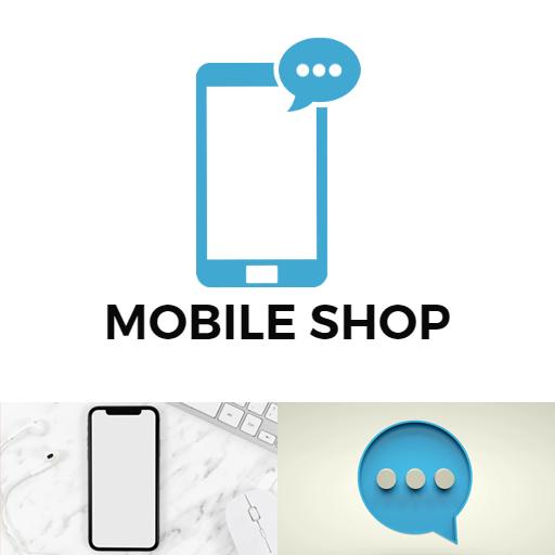 Trendy Light Blue Mobile Phone Design for Mobile Shop Logo Template