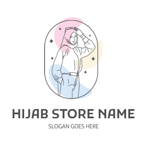 Trendy Pastel Colors Reflect Modern Hijab Fashion Logo Template