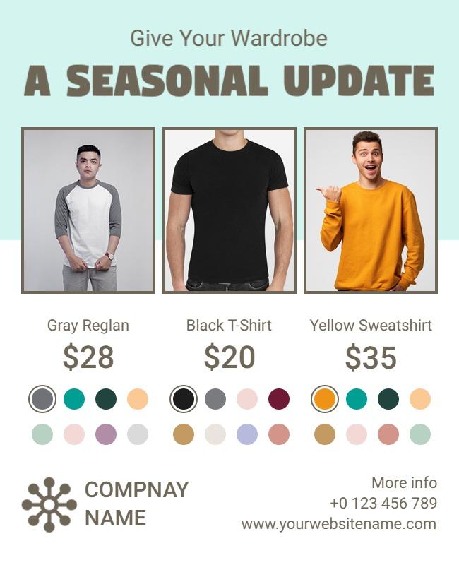 Trendy Pastel E-commerce Apparel Seasonal Update Flyer Template