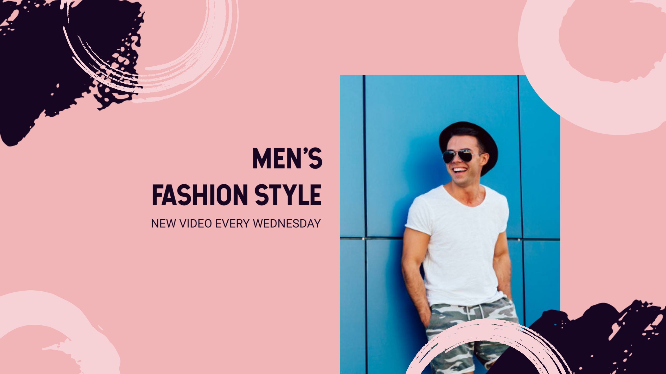 Trendy Pink Background with Men's Fashion Style YouTube Banner Template