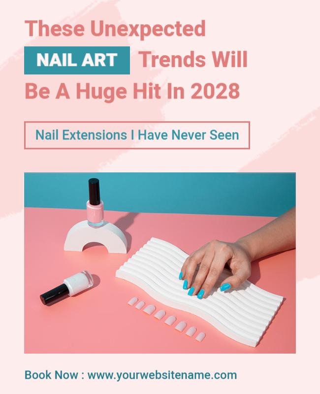 Trendy Pink Minimalist Nail Art 2028 Poster Template