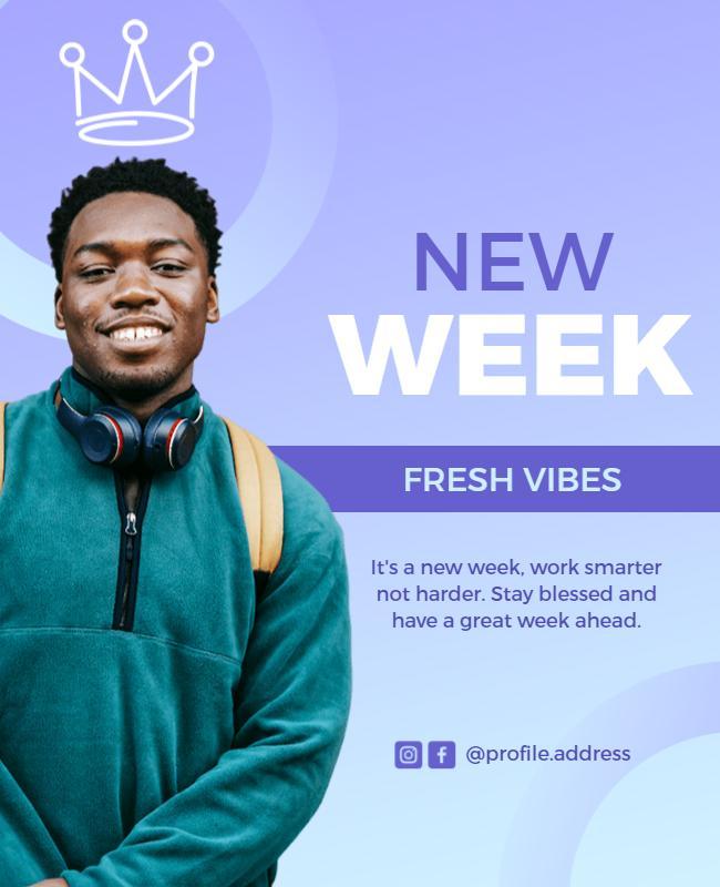 Trendy Purple Motivational New Week Poster Template