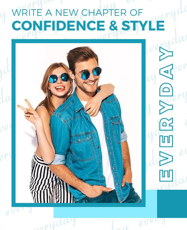 Trendy Teal Fashion Confidence and Style Duo Poster Template