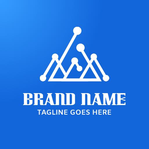 Triangular Geometric Design in Bright Blue Digital Logo Template