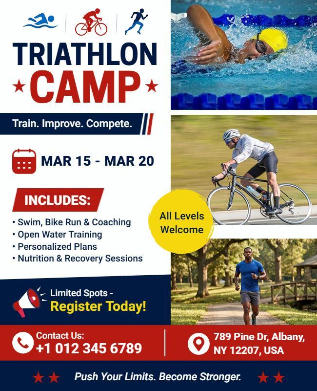 Triathlon Camp Promotional Flyer Template