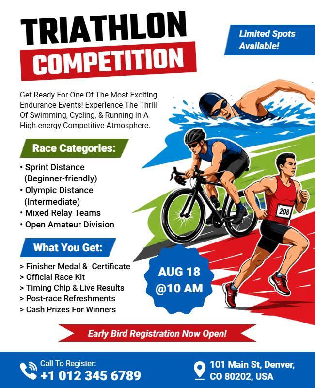 Triathlon Competition Sports Event Flyer Template
