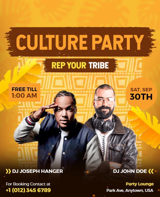 Tribal Culture Music Party Celebration Flyer Template