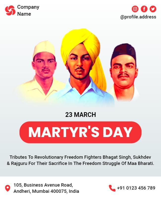 Tribute Illustration for Martyr's Day Celebration Poster Template