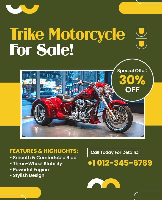 Trike Motorcycle Sale Promotional Flyer Template