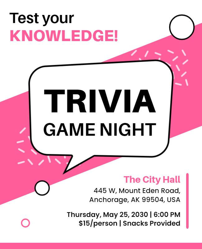 Trivia Game Night Event Flyer Template