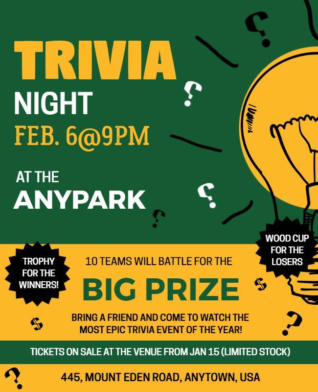 Trivia Night Big Prize Flyer Template