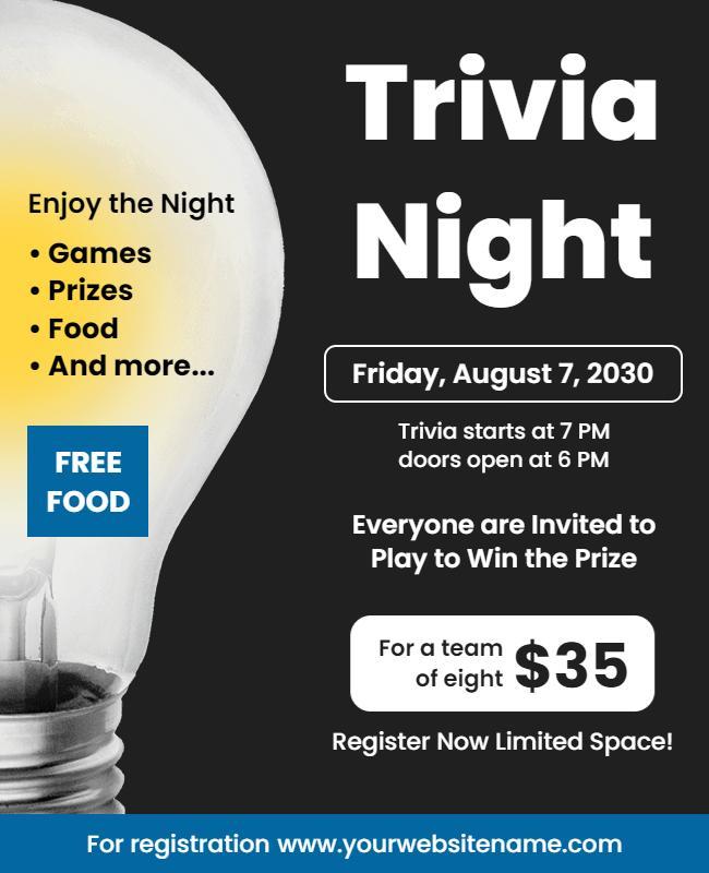 Trivia Night Event with Prizes Flyer Template