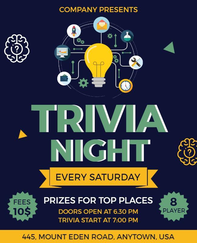 Creative Blue Trivia Night Event Flyer Template