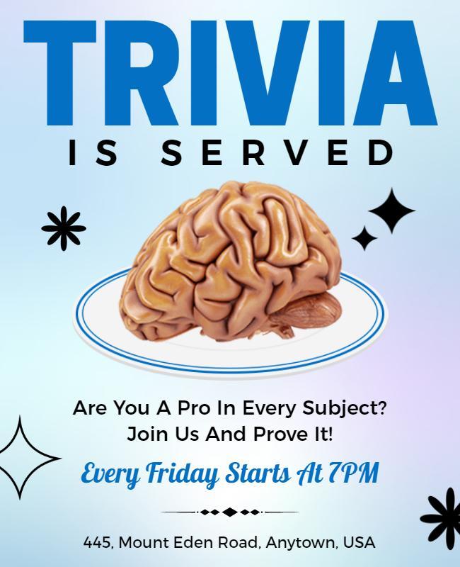 Fun Trivia Night with Eye-Catching Brain Design Flyer Template