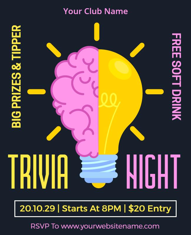 Colorful Fun Trivia Night with Prizes Flyer Template