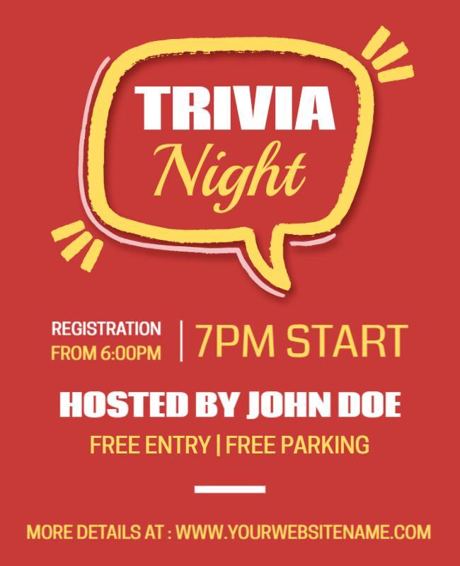 Fun Red Trivia Night Social Event Flyer Template