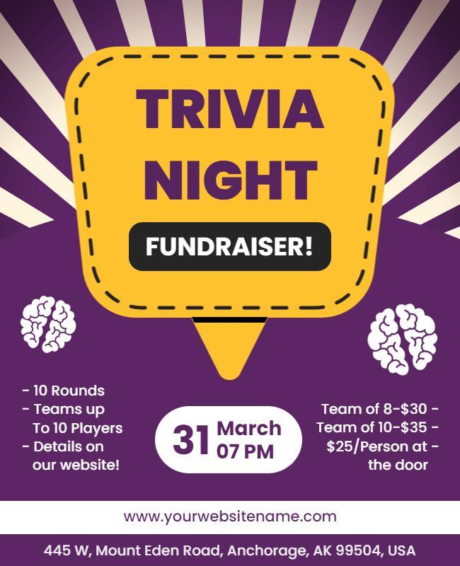 Trivia Night Fundraiser Event Flyer Template