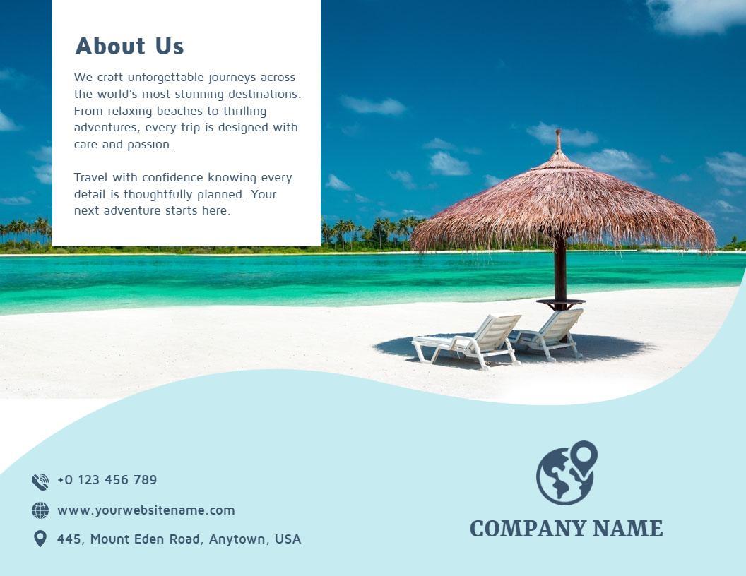 Tropical Beach Adventure Travel Package and Tours Brochure Template
