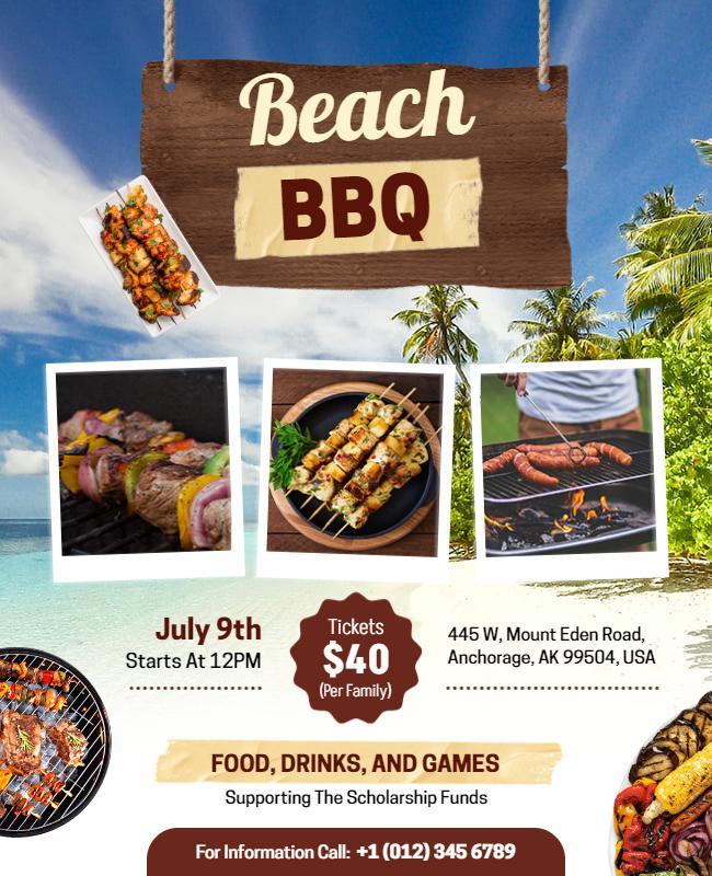 Tropical Beach Bbq Event Flyer Template