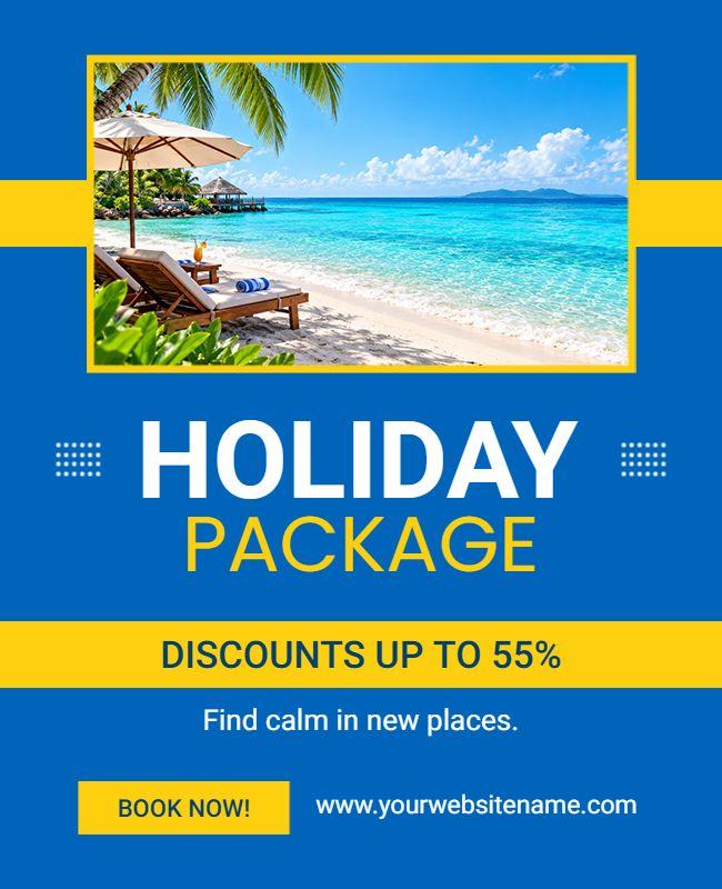 Tropical Beach Holiday Package Offer Poster Template