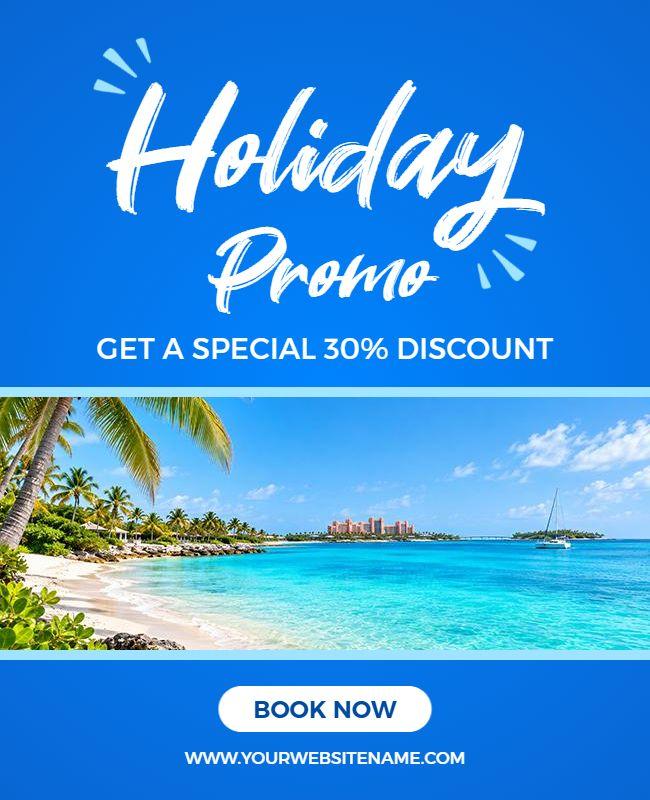 Tropical Beach Holiday Promotion Poster Template