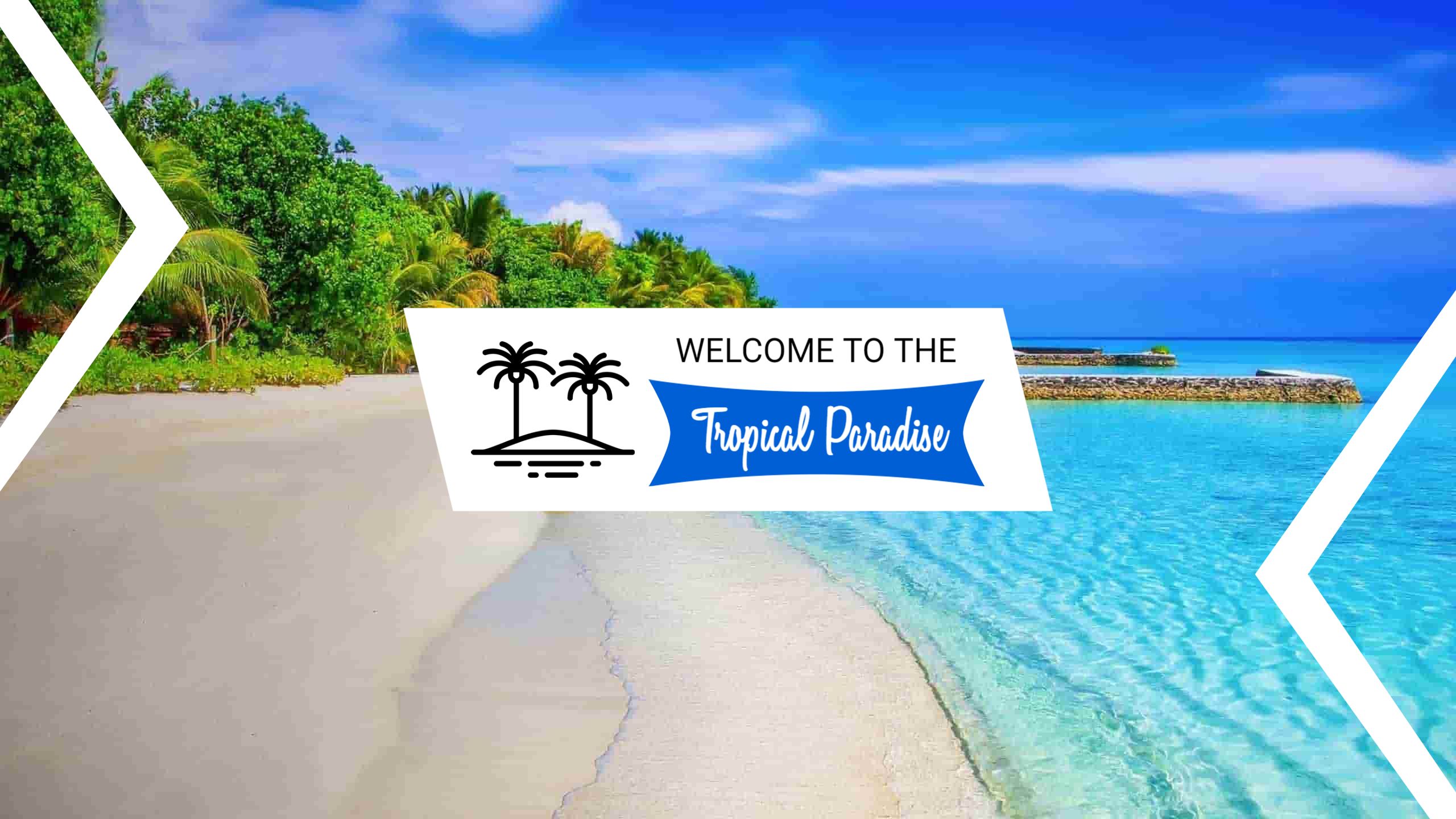 Tropical Beach Paradise with Clear Blue Water YouTube Banner Template