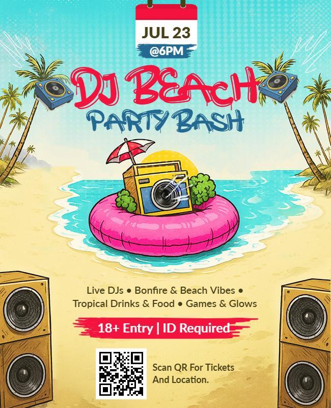 Tropical Beach Party Bash with Djs Flyer Template
