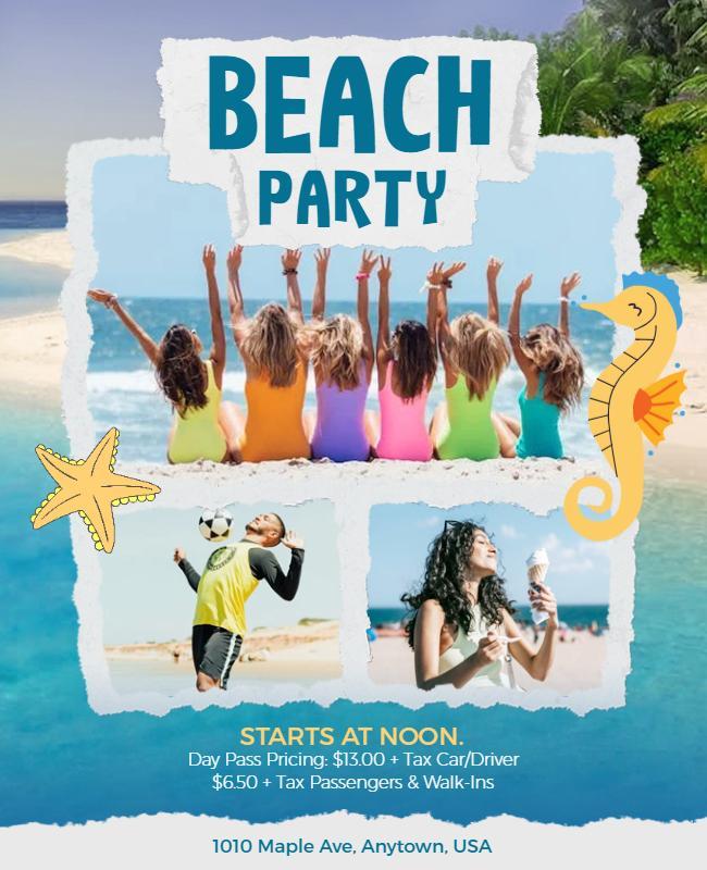 Tropical Fun Beach Party Celebration Flyer Template