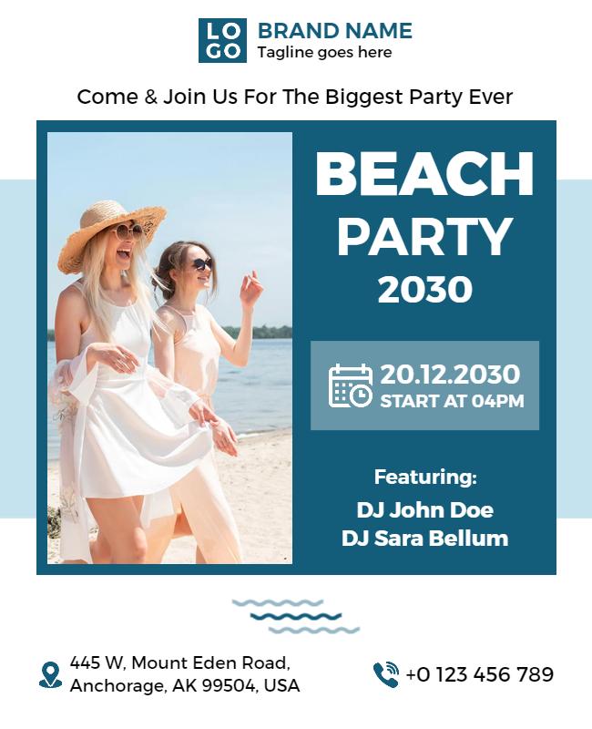 Tropical Beach Party Celebration Flyer Template