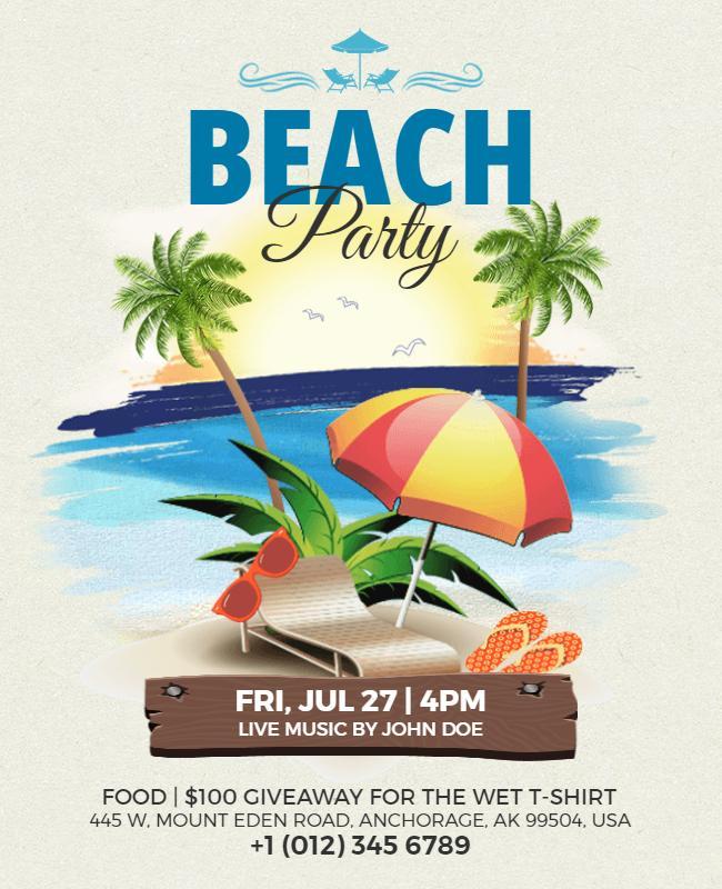 Tropical Beach Party Event Flyer Template