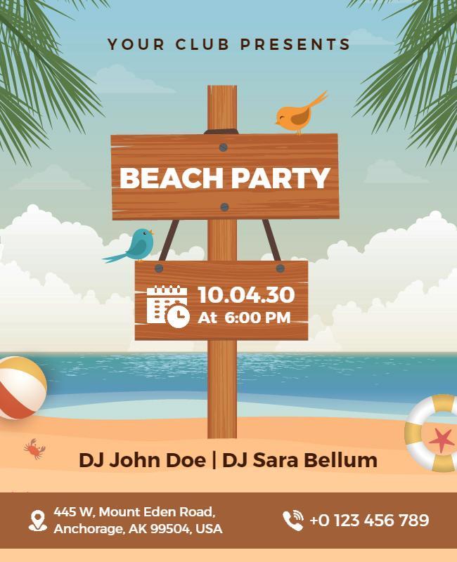 Vibrant Beach Party with Tropical Elements Flyer Template