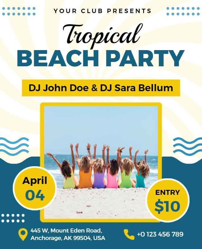 Tropical Vibrant Beach Party Celebration Flyer Template