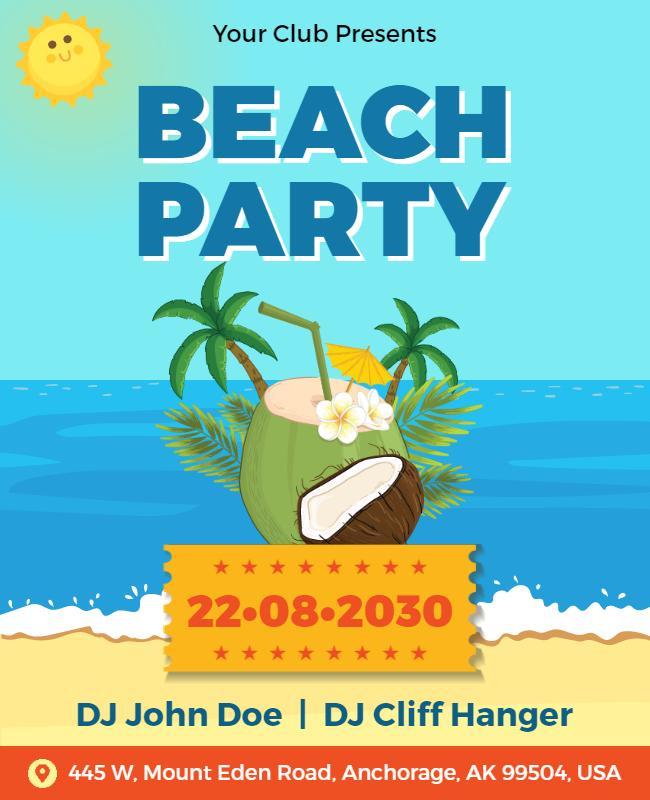 Vibrant Tropical Beach Party Extravaganza Flyer Template