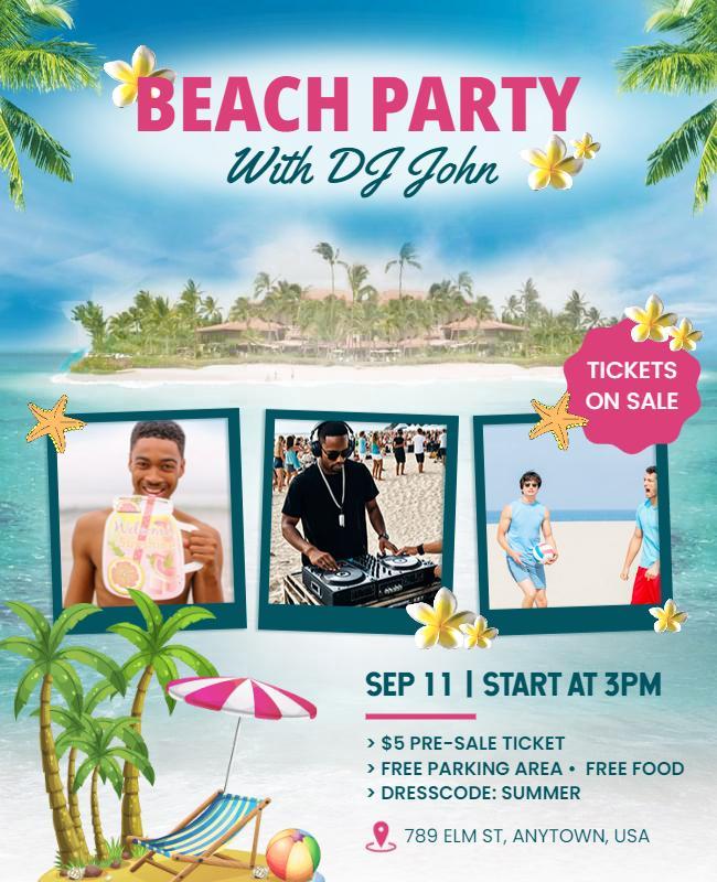 Tropical Beach Party with Dj Flyer Template