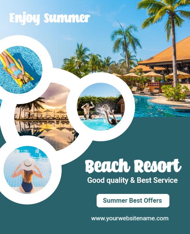 Tropical Beach Resort Summer Promotion Flyer Template