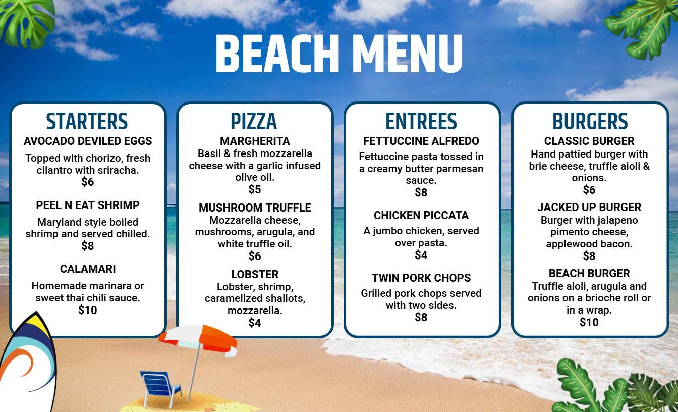 Tropical Beach Theme Restaurant Menu Template