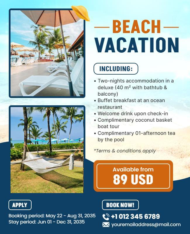 Tropical Beach Vacation Package Flyer Template