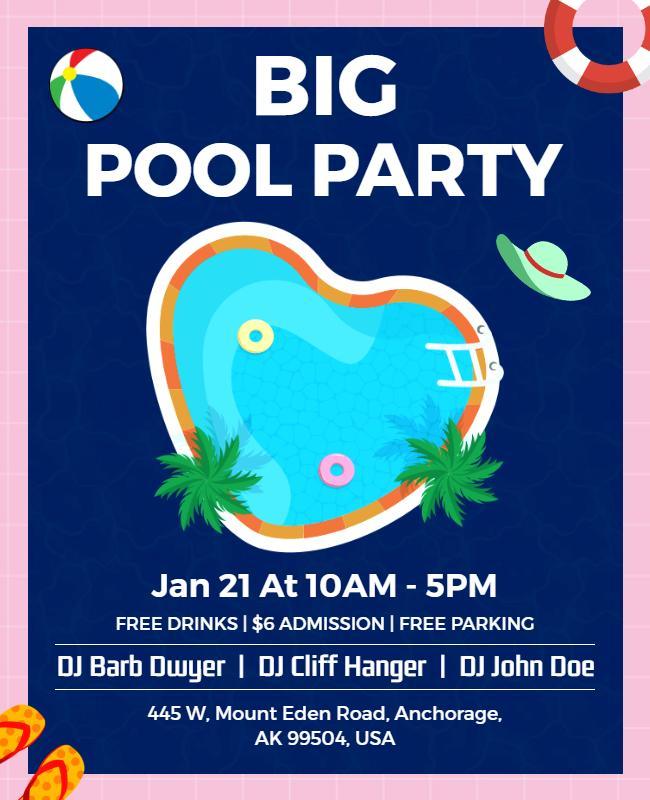 Tropical Big Pool Party Event Flyer Template