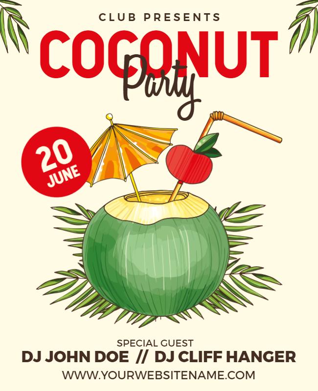 Tropical Coconut Party Nightclub Event Flyer Template