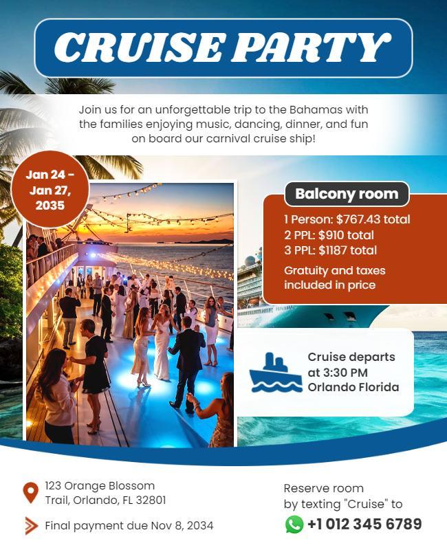 Tropical Cruise Party Event Flyer Template