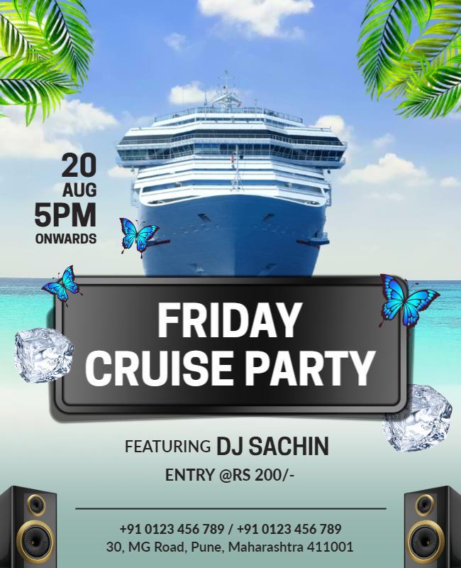 Tropical Ocean Cruise Party with DJ Sachin Flyer Template