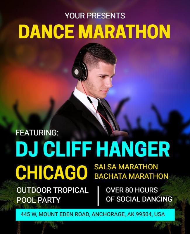 Tropical Dance Marathon Party Flyer Template