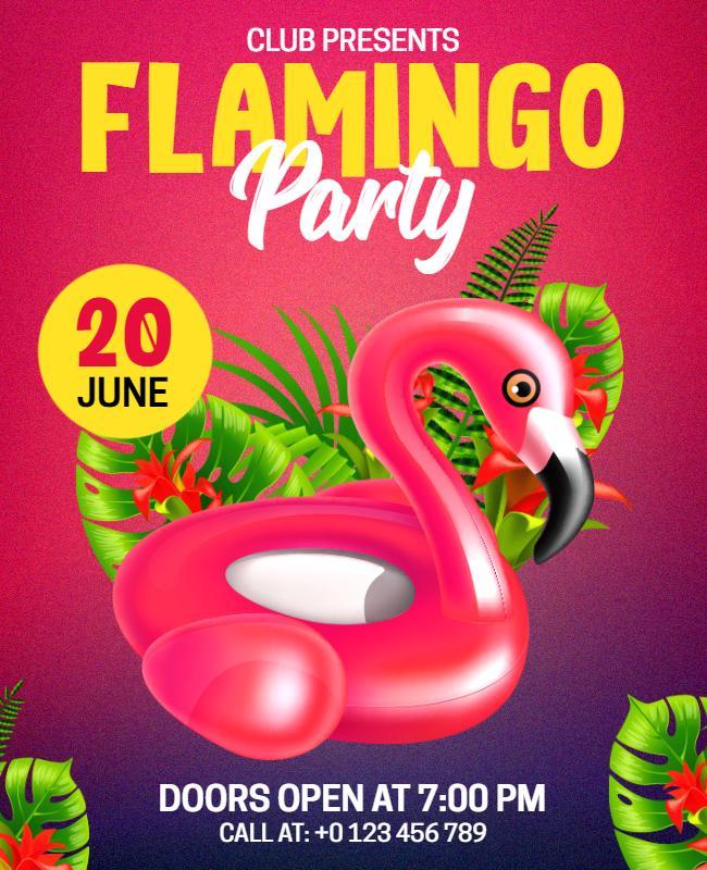 Tropical Flamingo Party Event Flyer Template