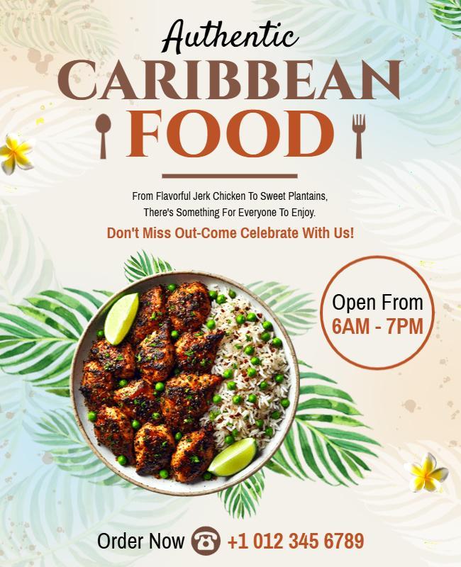 Tropical Flavors Caribbean Food Event Flyer Template