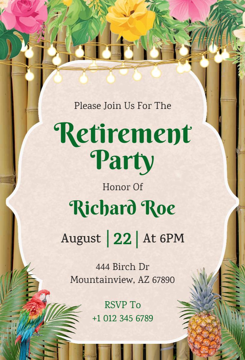 Tropical Floral Retirement Celebration Party Invitation Template