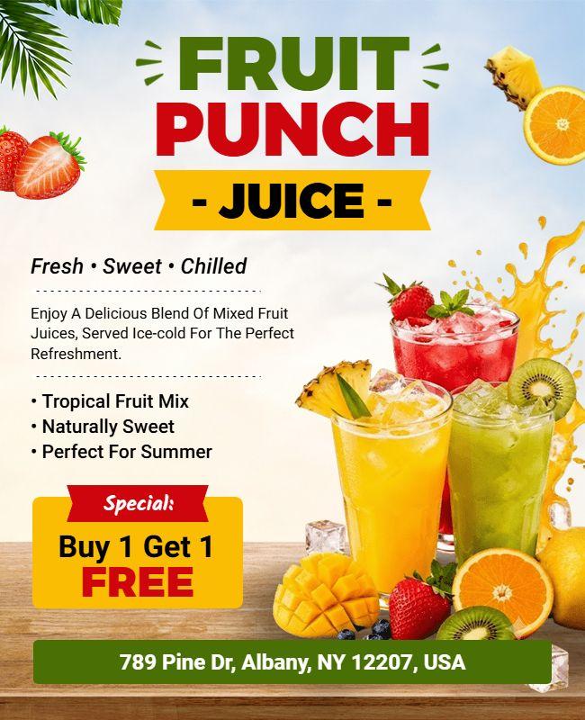 Tropical Fruit Punch Beverage Promotion Flyer Template