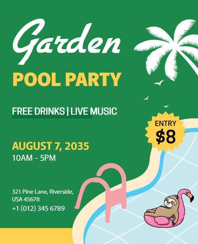 Tropical Garden Pool Party Flyer Template