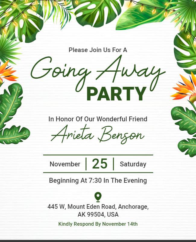 Tropical Going Away Party Flyer Template